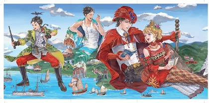 融合古今場景的巨幅畫作