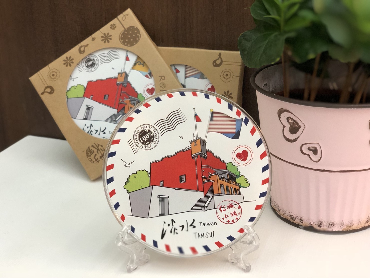 古蹟樂轉盤杯墊-紅毛城九面國旗